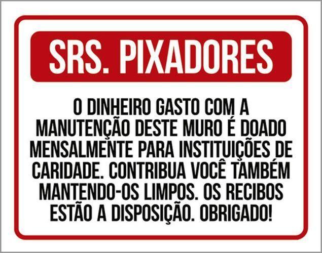 Imagem de Kit 3 Placas Srs Pixadores Vermelha Doação 36X46