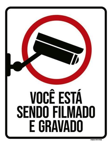 Imagem de Kit 3 Placas Você Está Sendo Filmado Gravado 36X46