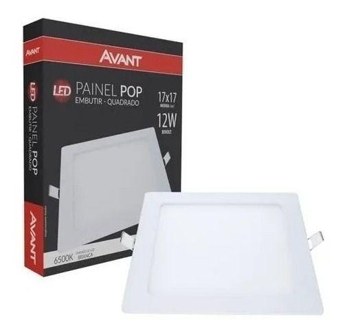 Imagem de Kit 3 Plafon Led Quadrado Embutir 12w 17x17cm Branco Frio