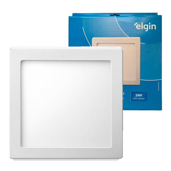 Imagem de Kit 3 Plafon Painel Quadrado Sobrepor 24w Elgin Branco Frio 6500k