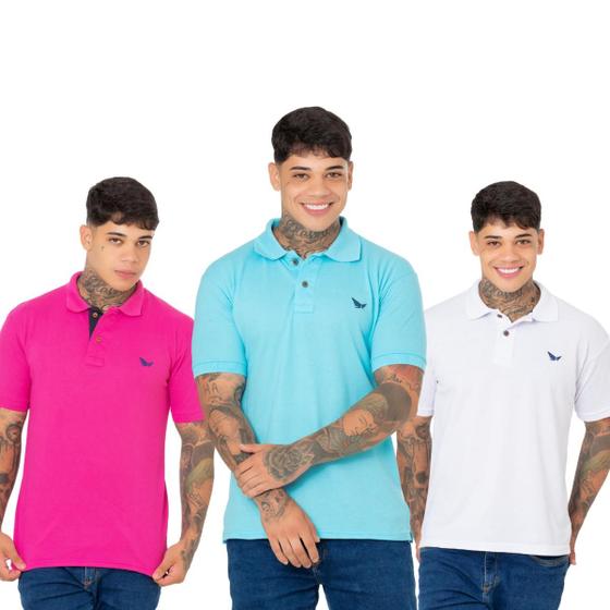 Imagem de Kit 3 Polos Masculinas Premium Elegância e Conforto