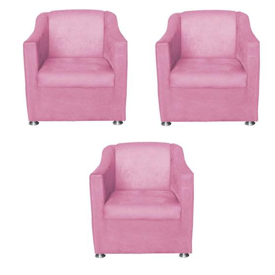 Imagem de Kit 3  Poltronas Decorativas Tilla Suede Rose - Móveis Mafer