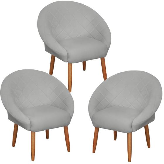 Imagem de Kit 3 Poltronas Ibiza para Sala de Espera Decorativa Cadeira Estofada Resistente Escritório Recepção Manicure