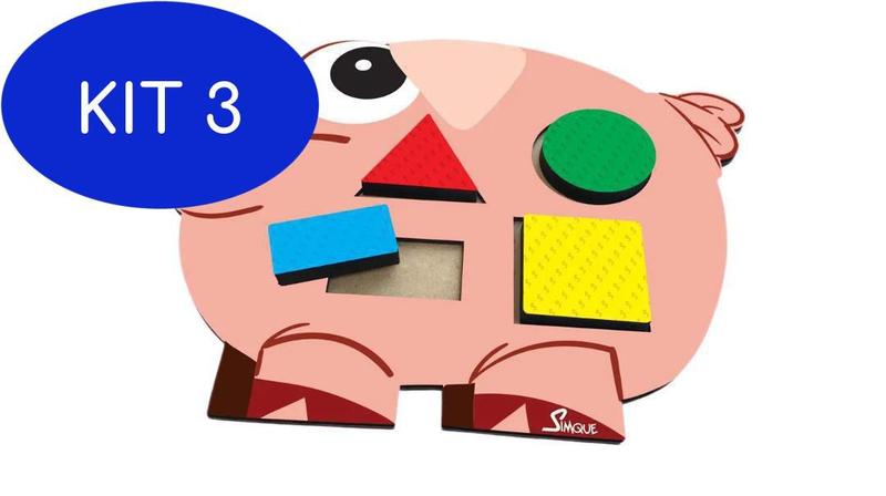 Imagem de Kit 3 Porquinho Geométrico Simque