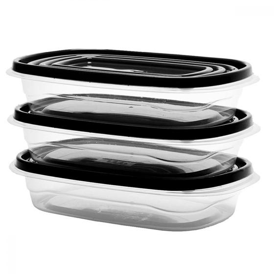 Imagem de Kit 3 Porta Frios Potes de Plástico Cancún Utensílios Cozinha Marmitas Porta Alimentos Recipientes Organizador 950ml 