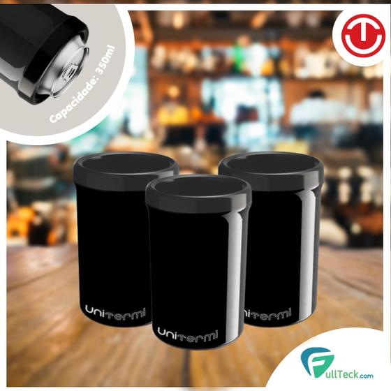 Imagem de Kit 3 Porta Latas Térmico 350ml Preto P/ Cerveja Refri