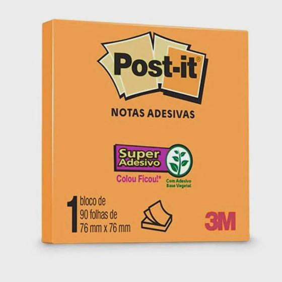 Imagem de Kit 3 post-it laranja 90f 76x76 mm