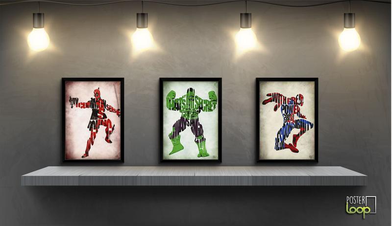 Imagem de Kit 3 Pôsters heróis Marvel 30x50cm Macro Design