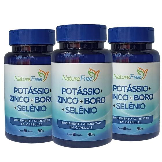 Imagem de Kit 3 Potássio + Zinco + Boro + Selênio 60 Cápsulas 500mg