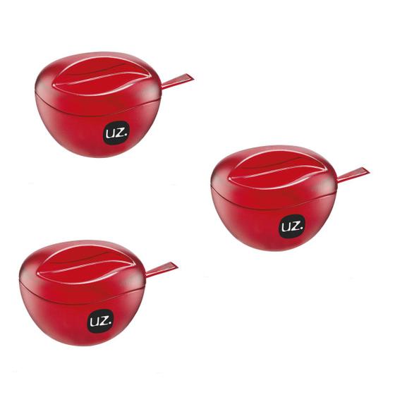Imagem de Kit 3 Pote  Açucar Açucareiro Translucido 15x9,5Cm Vermelho