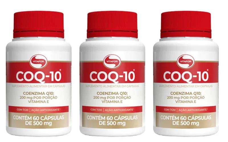 kit 3 Pote Coenzima Q10 Coq10 60 Cáp - Vitafor-200mg Na Porção - Envio Imediato Menor preço em kit 3 Pote Coenzima Q10 Coq10 60 Cáp - Vitafor-200mg Na Porção - Envio Imediato