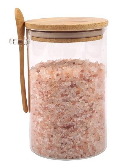 Imagem de Kit 3 Pote De Vidro Hermético Com Tampa E Colher Bambu 760ml Mantimentos Marmita Porta Tempero