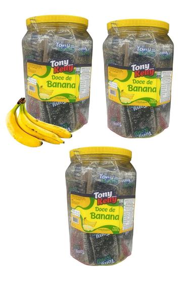 Imagem de Kit 3 Potes De 1,020 Kg Doce De Banana Com 20Un Festa Junina