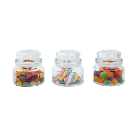 Imagem de Kit 3 potes de vidro com tampa herméticos redondos 350ml - Mozcada