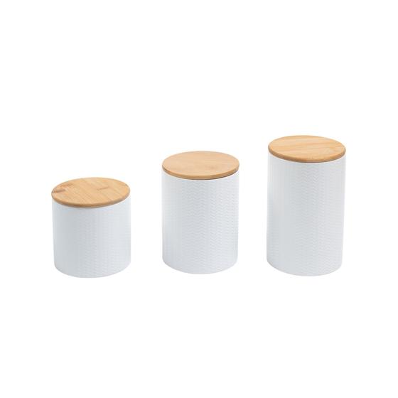 Imagem de Kit 3 Potes Dolomita com Tampa de Bambu Zig Zag 900ml, 1,2l E 1,5l - Oikos