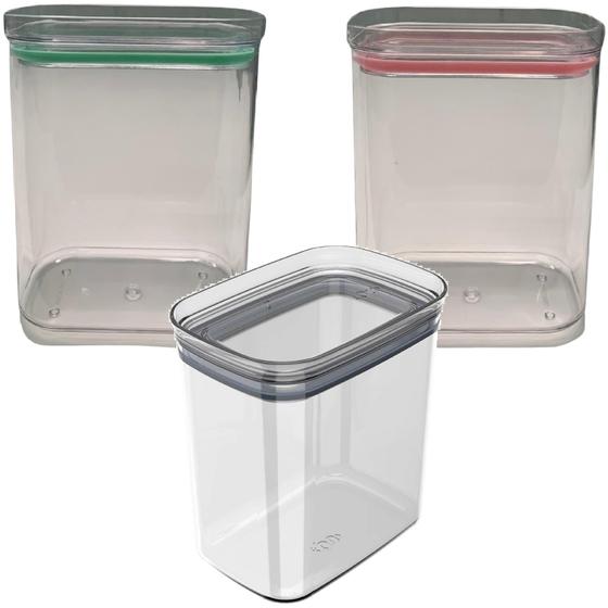 Imagem de Kit 3 Potes Hermetico Retangular Empilhável Com Tampa 1500ml