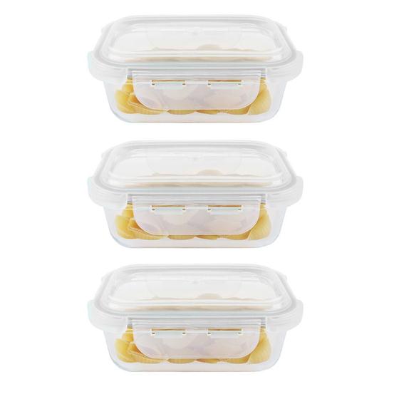 Imagem de Kit 3 Potes Hermético Vidro Marmita Micro-Ondas 1520Ml