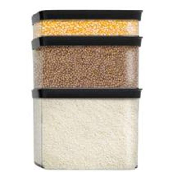 Imagem de kit 3 potes herméticos acrílico mantimento ideal para arroz feijão
