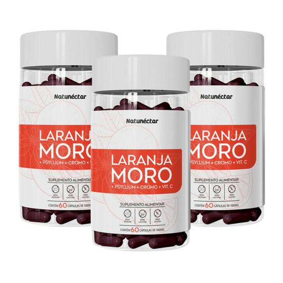 Imagem de Kit 3 Potes Laranja Moro Suplemento Alimentar Natural 180 Capsulas Extrato Premium Thermo Natunectar