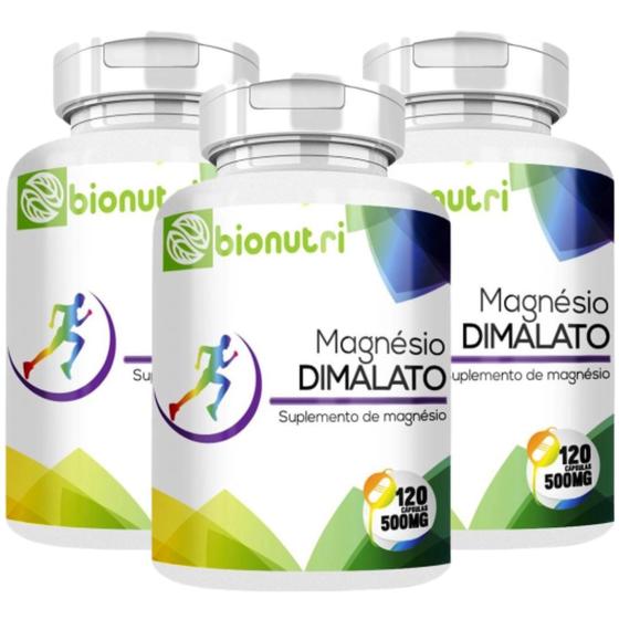 Kit 3 Potes Magnésio Dimalato Puro 360 Capsulas 500mg Saúde E Energia - Bionutri é boa?