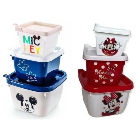 Imagem de Kit 3 Potes Minnie e Mickey Baby Infantil Plasútil