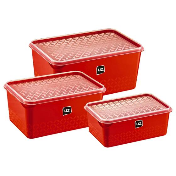 Imagem de Kit 3 Potes Multiuso Organizador 1l 2l 3l Com Tampa Uz