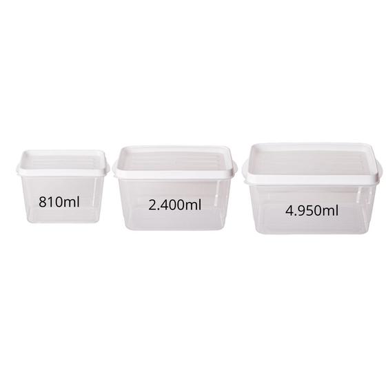 Imagem de Kit 3 potes multiuso retangulares 810ml, 2400ml e 4950ml Chef Pro