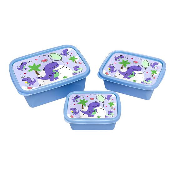 Imagem de KIt 3 Potes Para Alimentos Retangular Azul 220/420/750 ML 4159 JAguar