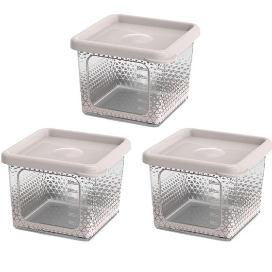 Imagem de Kit 3 Potes Para Alimentos Transparente Prisma 430Ml C/Tampa