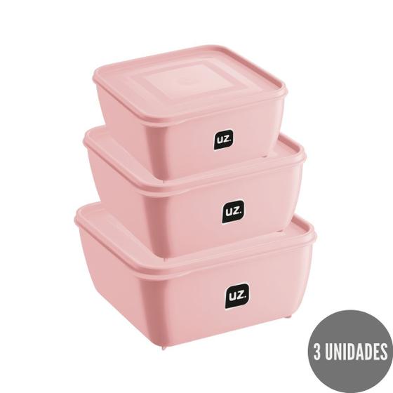 Imagem de Kit 3 Potes Plasticos C Tampa Rosa bebe 1,5, 2,5 e 5 Litros