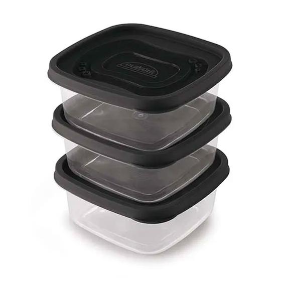 Imagem de Kit 3 Potes Quadrados Multiuso 580ml