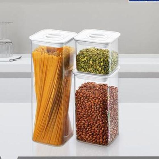 Imagem de Kit 3 Potes Smart Branco - 1 - 600ML / 1 - 1,300ML  / 1 - 2,000ML