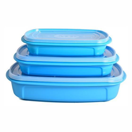 Imagem de Kit 3 Potes Tapuer Plástica Retangular Multiuso Cores MB