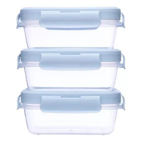 Kit 3 Potinhos Herméticos Azul 100ml com Tampa e Trava 18057 - Buba Menor preço em Kit 3 Potinhos Herméticos Azul 100ml com Tampa e Trava 18057 - Buba