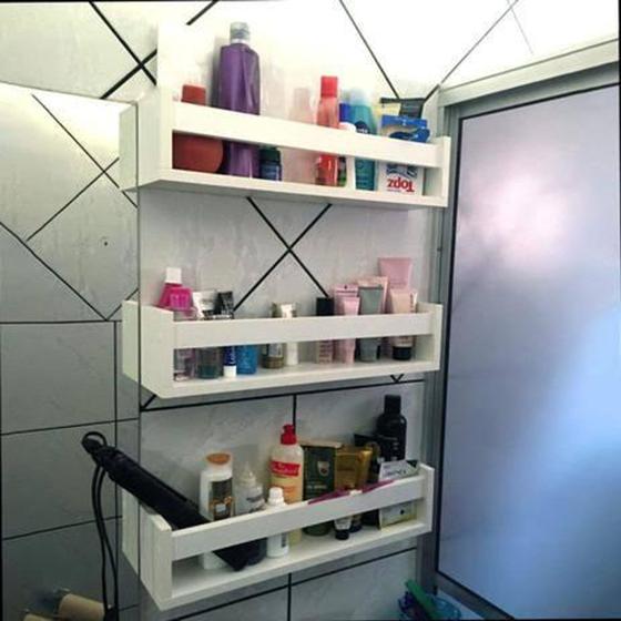 Imagem de Kit 3 prateleira branca para banheiro organizadora de cosméticos mariá mdf - linha multiuso