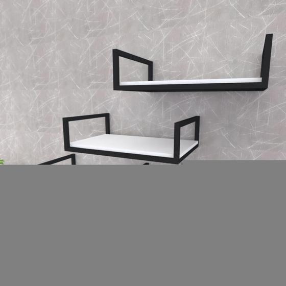 Imagem de Kit 3 Prateleira industrial suspensa parede nicho branco cozinha escritorio sala quarto infantil