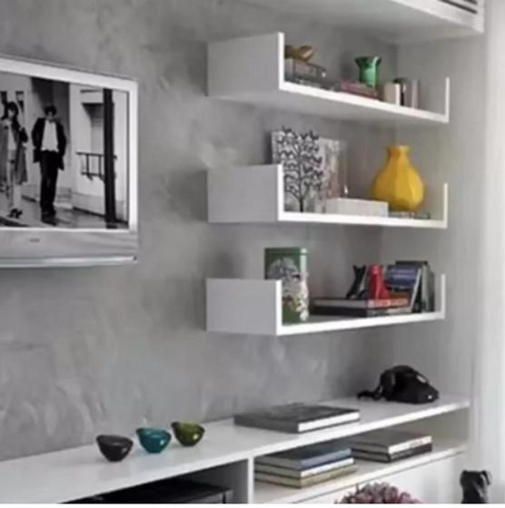 Kit 3 Prateleira U 40x10 MDF Branco Nicho Livros Quadros Fotos Decoração Organizador Menor preço em Kit 3 Prateleira U 40x10 MDF Branco Nicho Livros Quadros Fotos Decoração Organizador