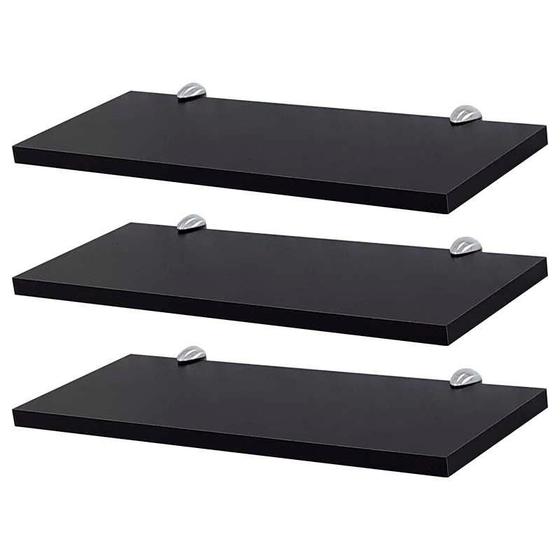 Imagem de Kit 3 Prateleiras 30 x 15cm Preta Com Suporte Tucano