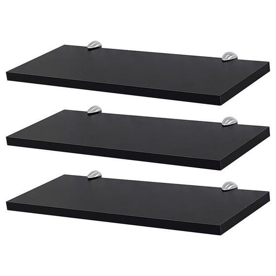 Imagem de Kit 3 Prateleiras 50 x 15cm Preta Com Suporte Tucano