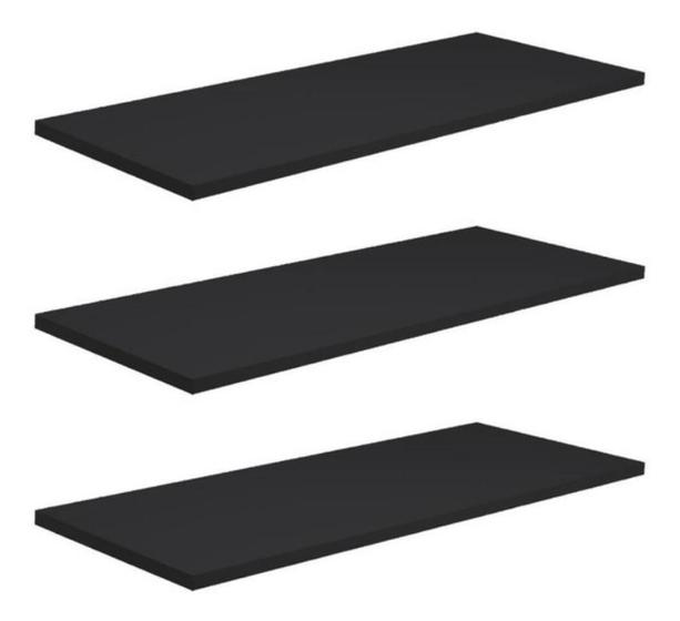 Imagem de Kit 3 Prateleiras 50X15 Mdf Preto Acompanha Kit Instalação