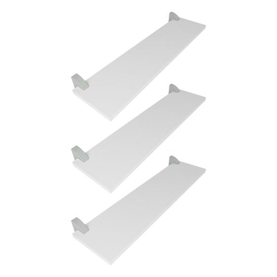 Imagem de Kit 3 Prateleiras Branco Com Suporte Bico Tucano MDF Multiuso 60X20