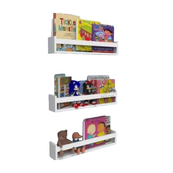 Imagem de Kit 3 Prateleiras Infantil MDF 60 cm Branco Decoração