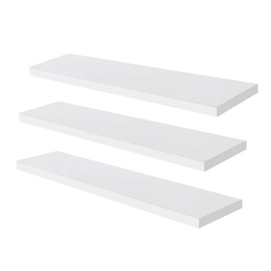 Kit 3 Prateleiras Mdf Branca 60X15Cm Suporte Invisível Menor preço em Kit 3 Prateleiras Mdf Branca 60X15Cm Suporte Invisível