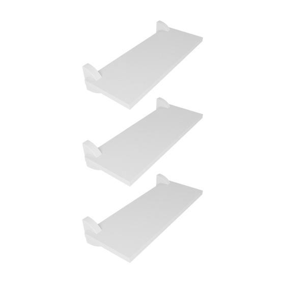 Imagem de Kit 3 Prateleiras MDF Branco Multiuso com Suporte Bico Tucano 40x20