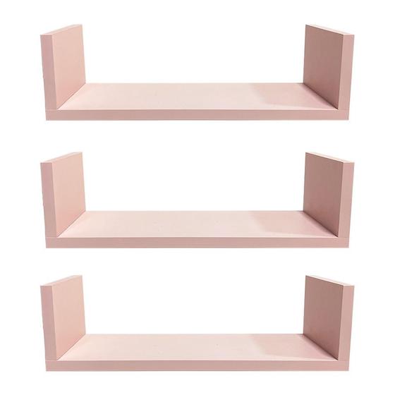 Kit 3 Prateleiras Nicho U 40x10x15 MDF Rosa Bebê Decoração Livros Plantas Vasos para Sala Quarto de Menina Cozinha Fácil Menor preço em Kit 3 Prateleiras Nicho U 40x10x15 MDF Rosa Bebê Decoração Livros Plantas Vasos para Sala Quarto de Menina Cozinha Fácil