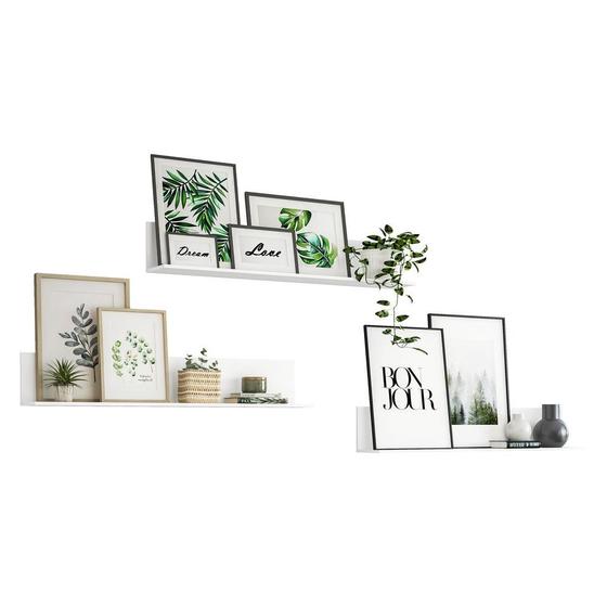 Imagem de Kit 3 Prateleiras Nichos Decorativos 175 cm Multimóveis Branco