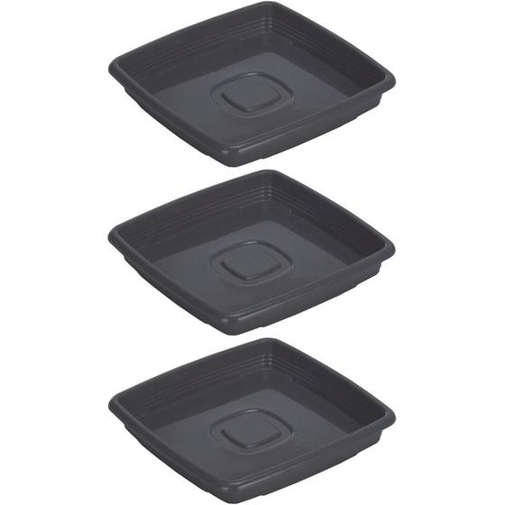 Imagem de Kit 3 Pratos Para Vaso Quadrado 13,5cm X 2,5cm ErcaPlast