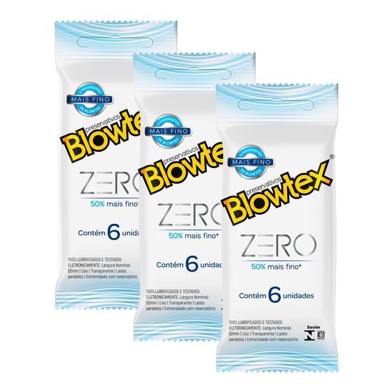 Imagem de Kit 3 Preservativo Blowtex Zero Mais Fino 6 Unidades