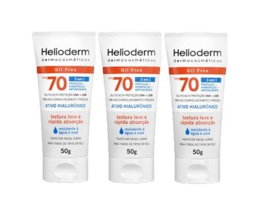 Imagem de Kit 3 Protetor Facial Helioderm Fps70 S/Cor 50g - KleyHertz