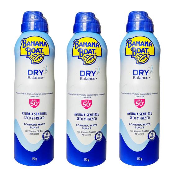 Imagem de Kit 3 Protetor Solar Banana Boat Dry Balance Fps50 Aerosol